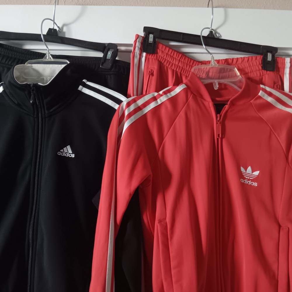 Adidas Black and Red Track Suits.